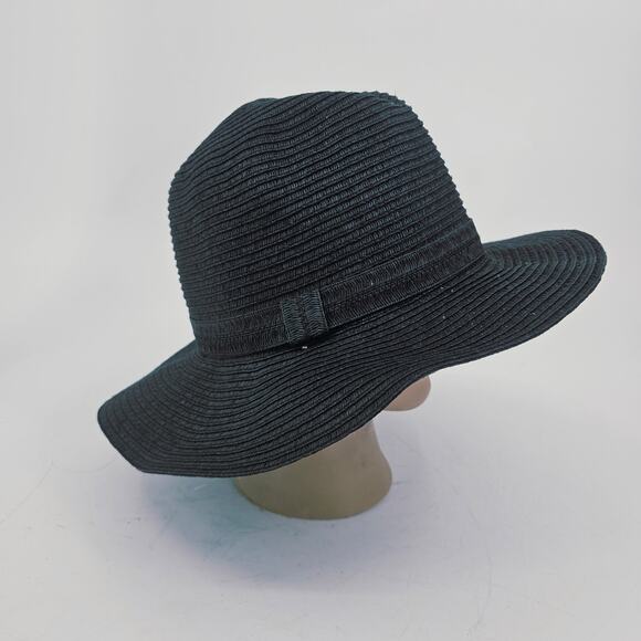 Shade & Shore Wide Brim Straw Floppy Hat Black Summer Spring Woven Golf Hat OS - Picture 4 of 6